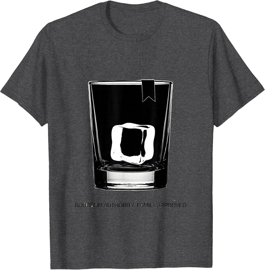 Men's Bourbon Authority Family Approved Funny Bourbon Lover Gift T-Shirt - Dark Heather Grey