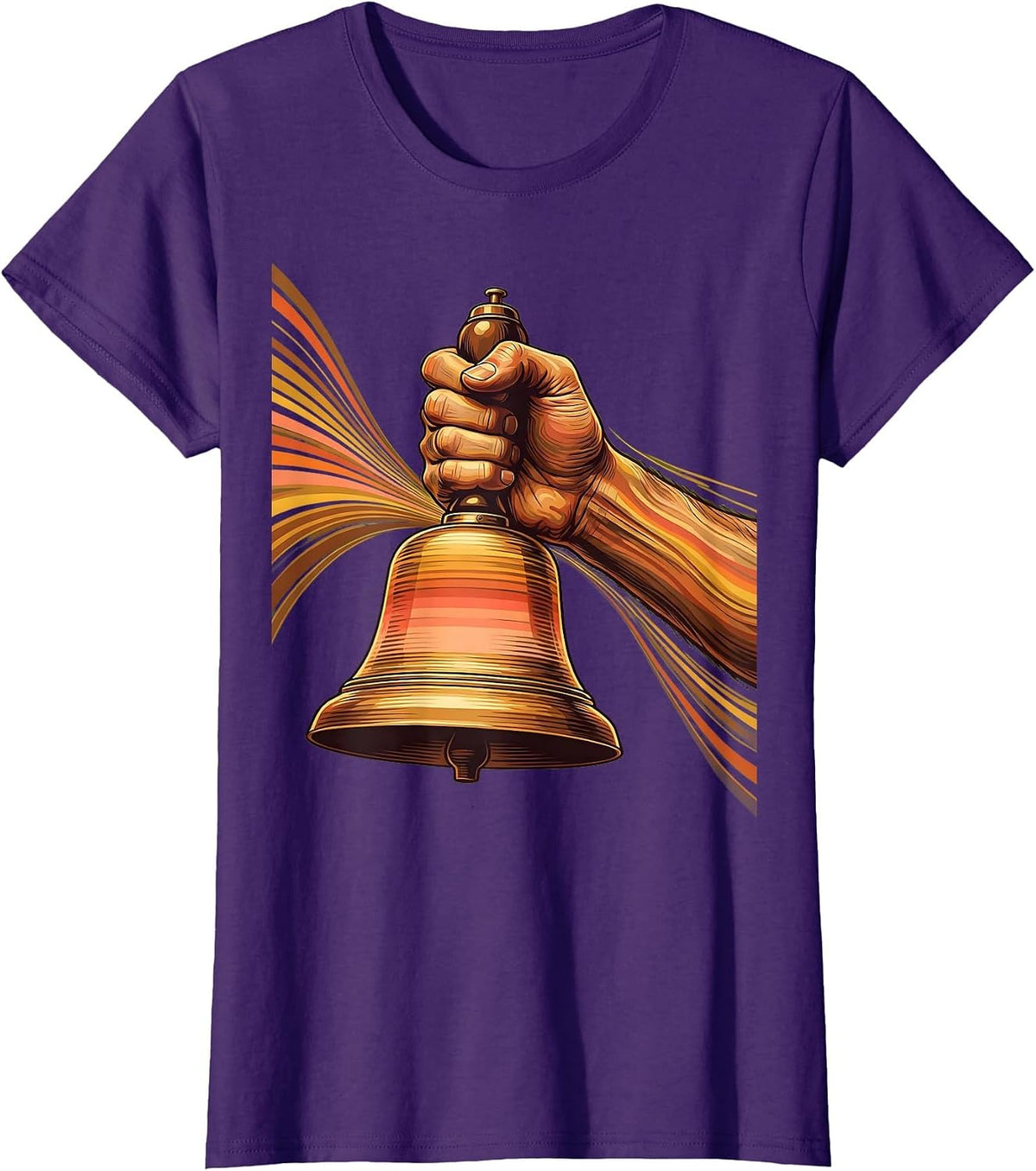 Middle School Teacher Old School Bell Illustration T-Shirt - Purple