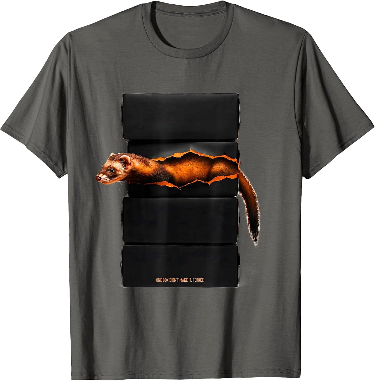 Men's One Box Didn't Make It Ferret Brutalist Ferret Lover T-Shirt - Asphalt Grey