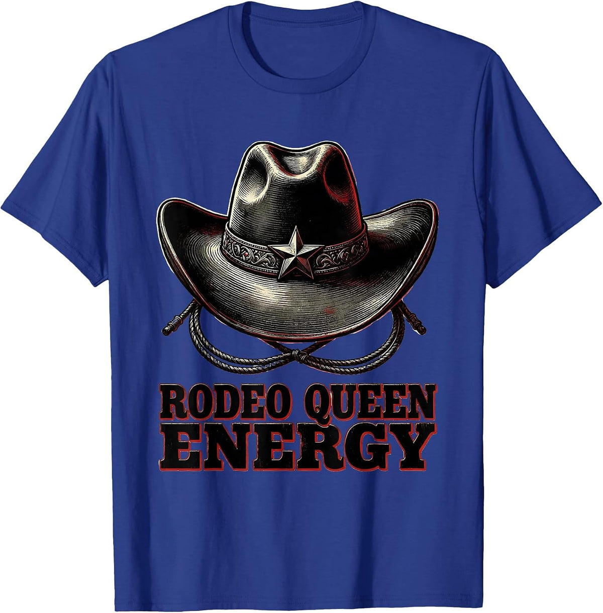 Rodeo Queen Energy Cowgirl Western Design T-Shirt - Royal Blue