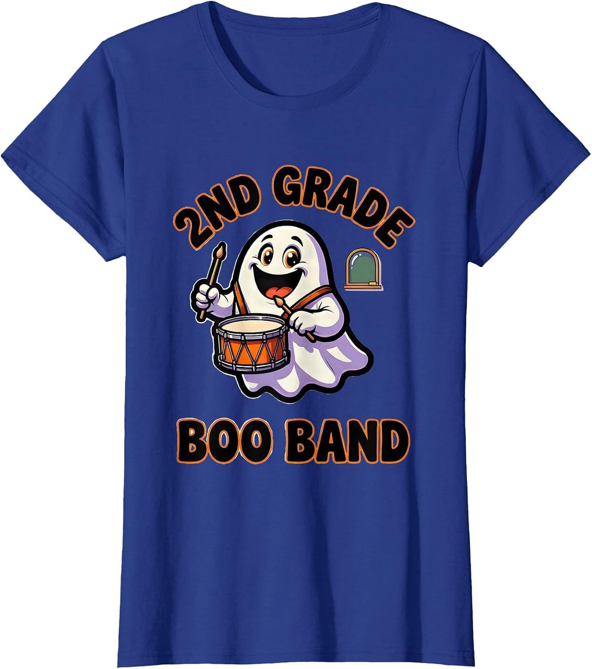 Women's 2nd Grade Boo Band Cute Cartoon Halloween Teacher Student T-Shirt - Royal Blue