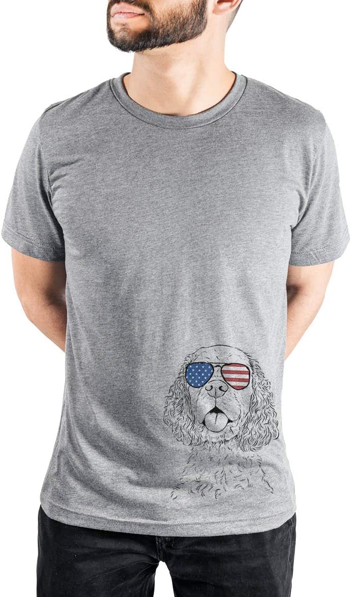 Inkopious Patriotic Baxter the American Cocker Spaniel Dog Triblend T-Shirt - Unisex Grey Crew Neck
