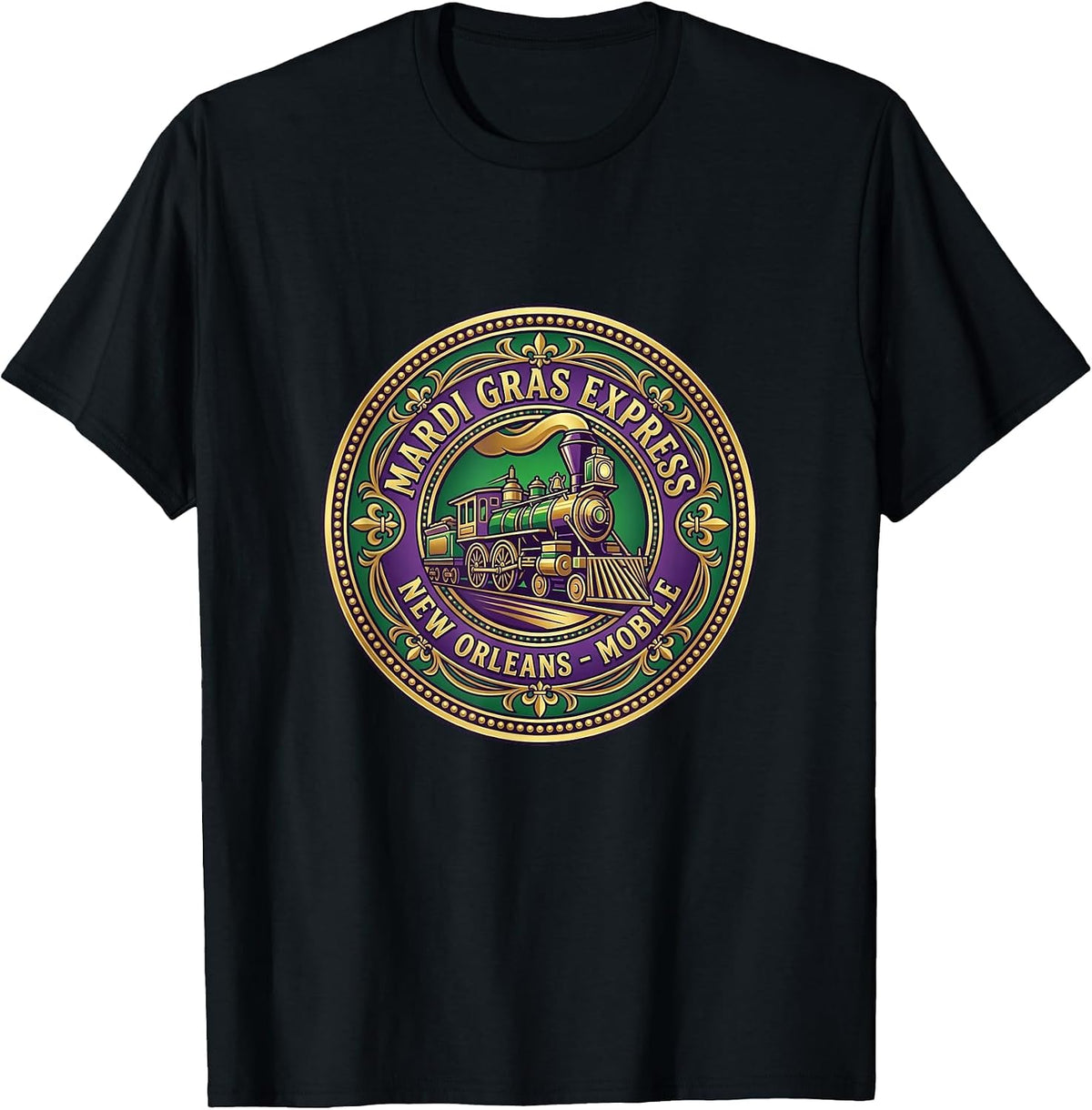 Mardi Gras Express - Mardi Gras Train - Gulf Coast T-Shirt - Black