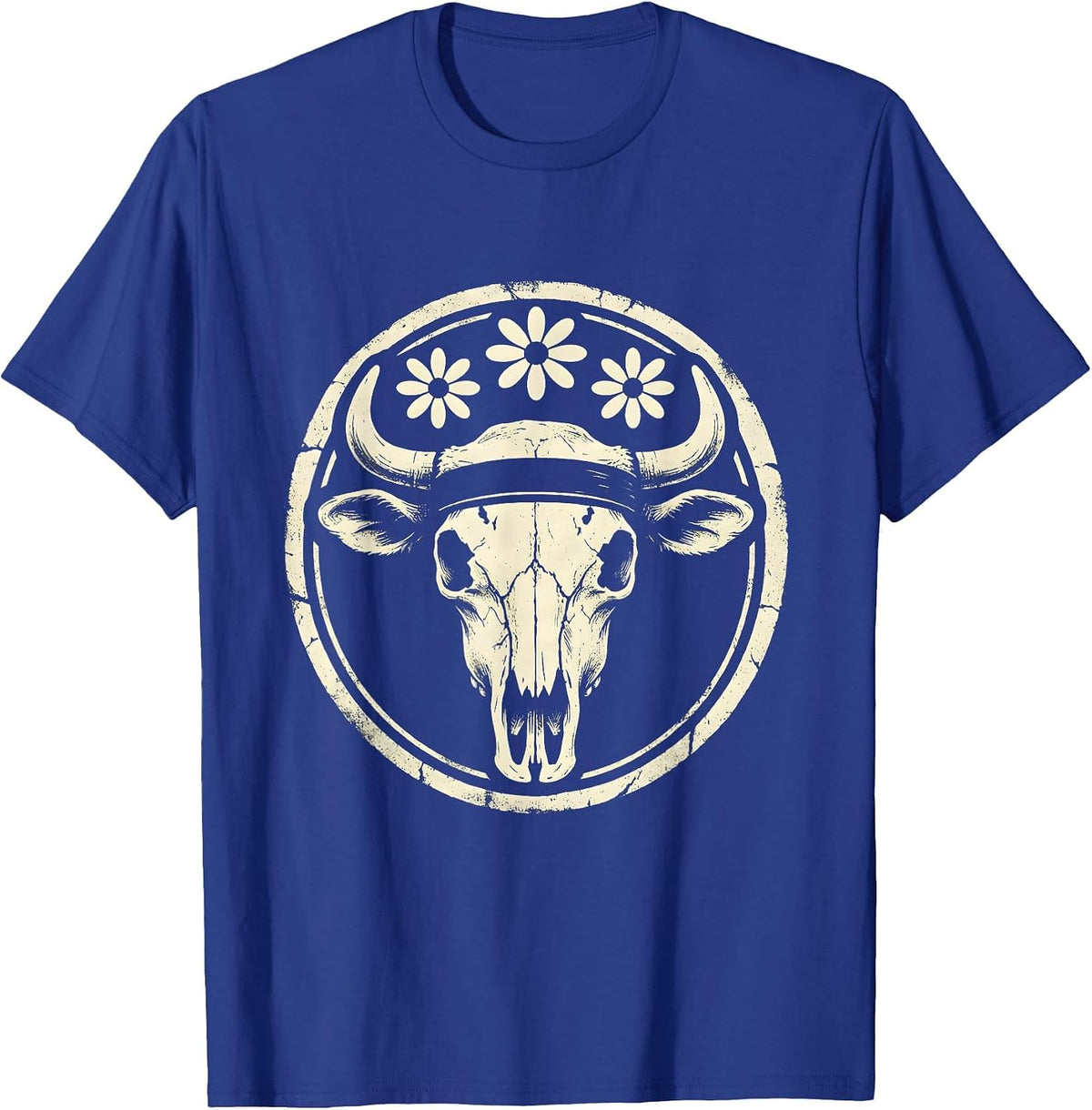 White Cowgirl Hat Shadow Fierce Eyes Graphic T-Shirt - Royal Blue