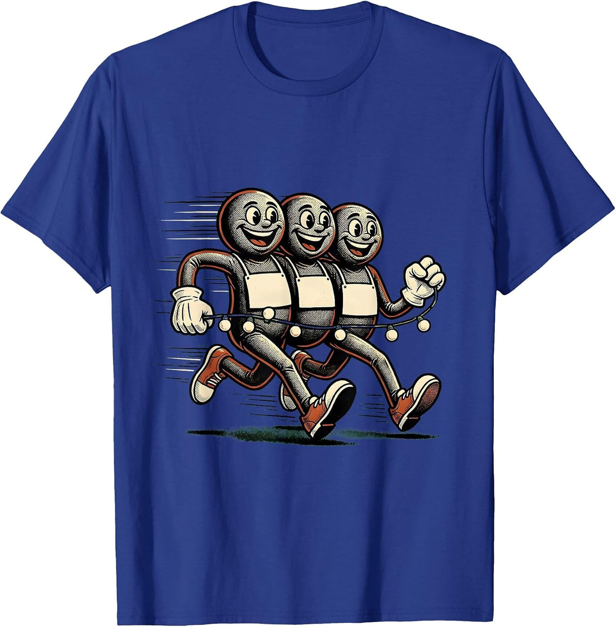 Retro Cartoon Holiday Runners 5K Fun Run Squad T-Shirt - Royal Blue