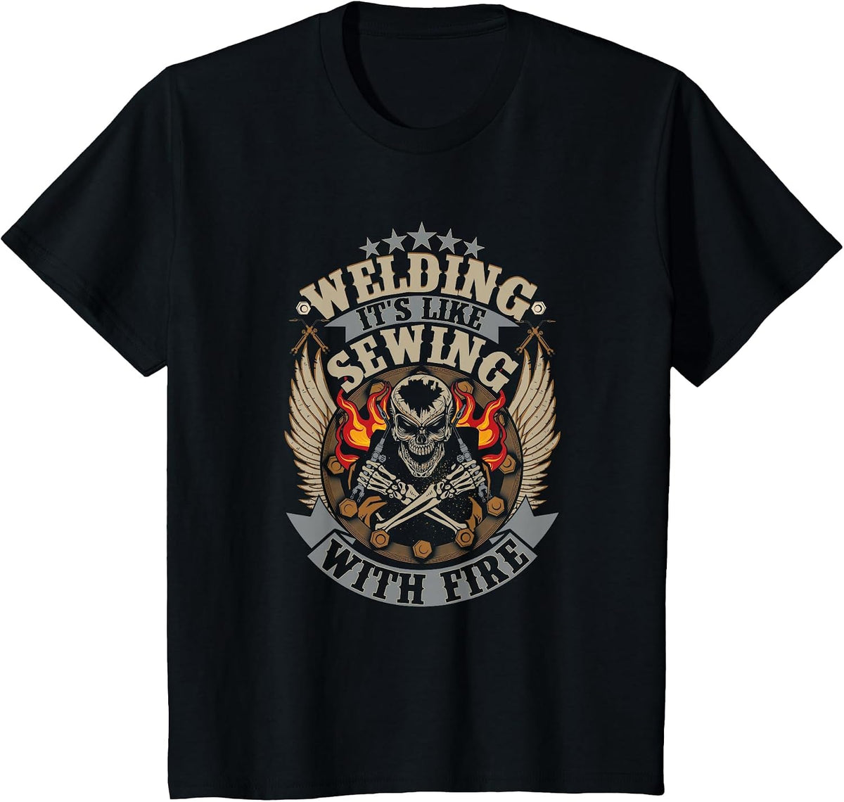 Welding T-Shirt Welding is Like Sewing with Fire Welder T-Shirt - Black