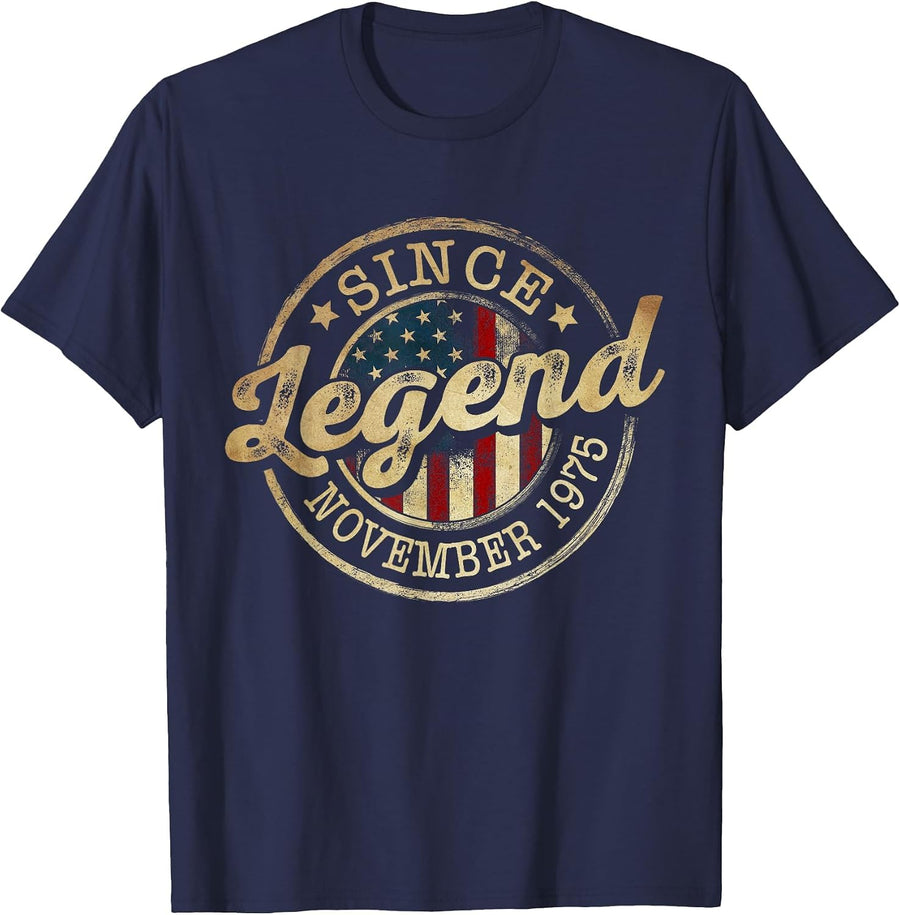 Legend Since November 1975 Vintage 50th Birthday Classic T-Shirt - Navy Blue