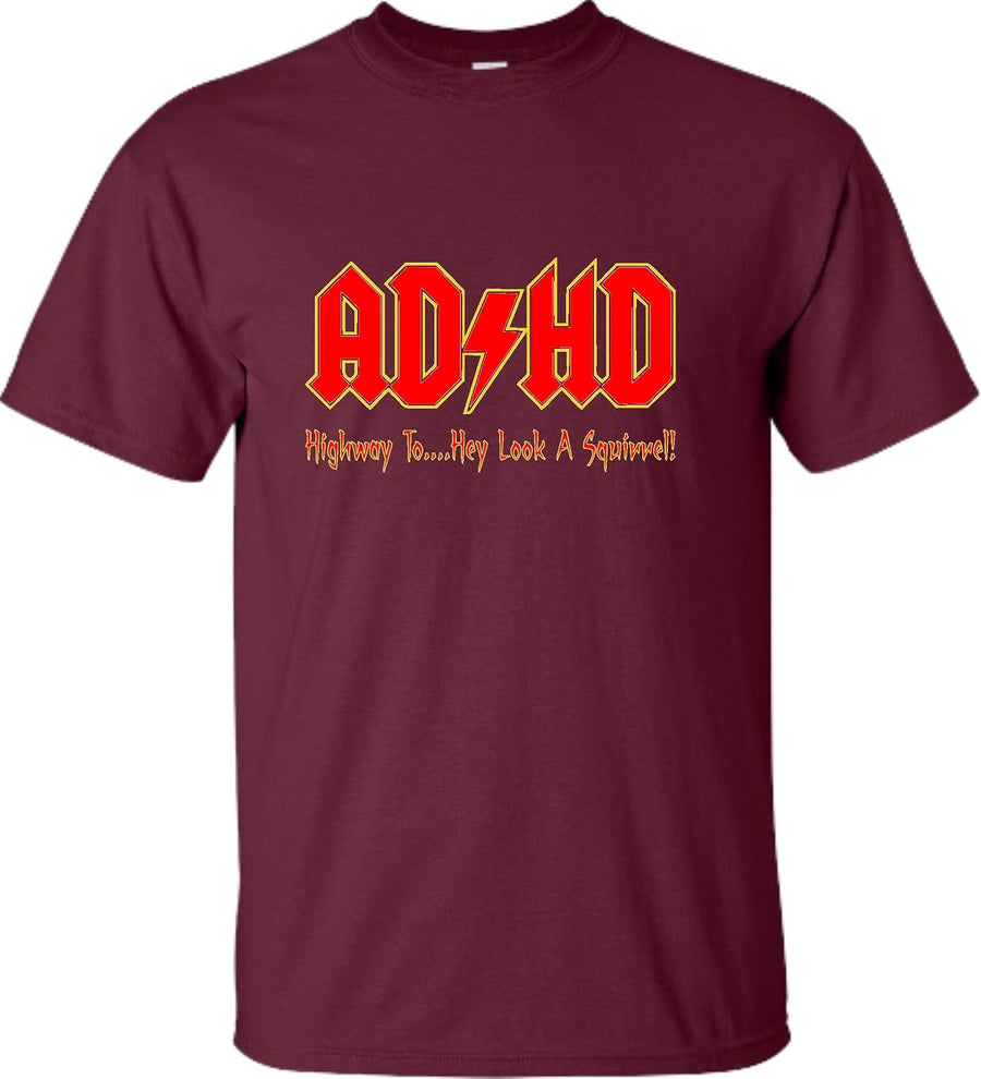 Go All Out Youth ADHD Highway to Hey Look A Squirrel Funny Music T-Shirt - Maroon