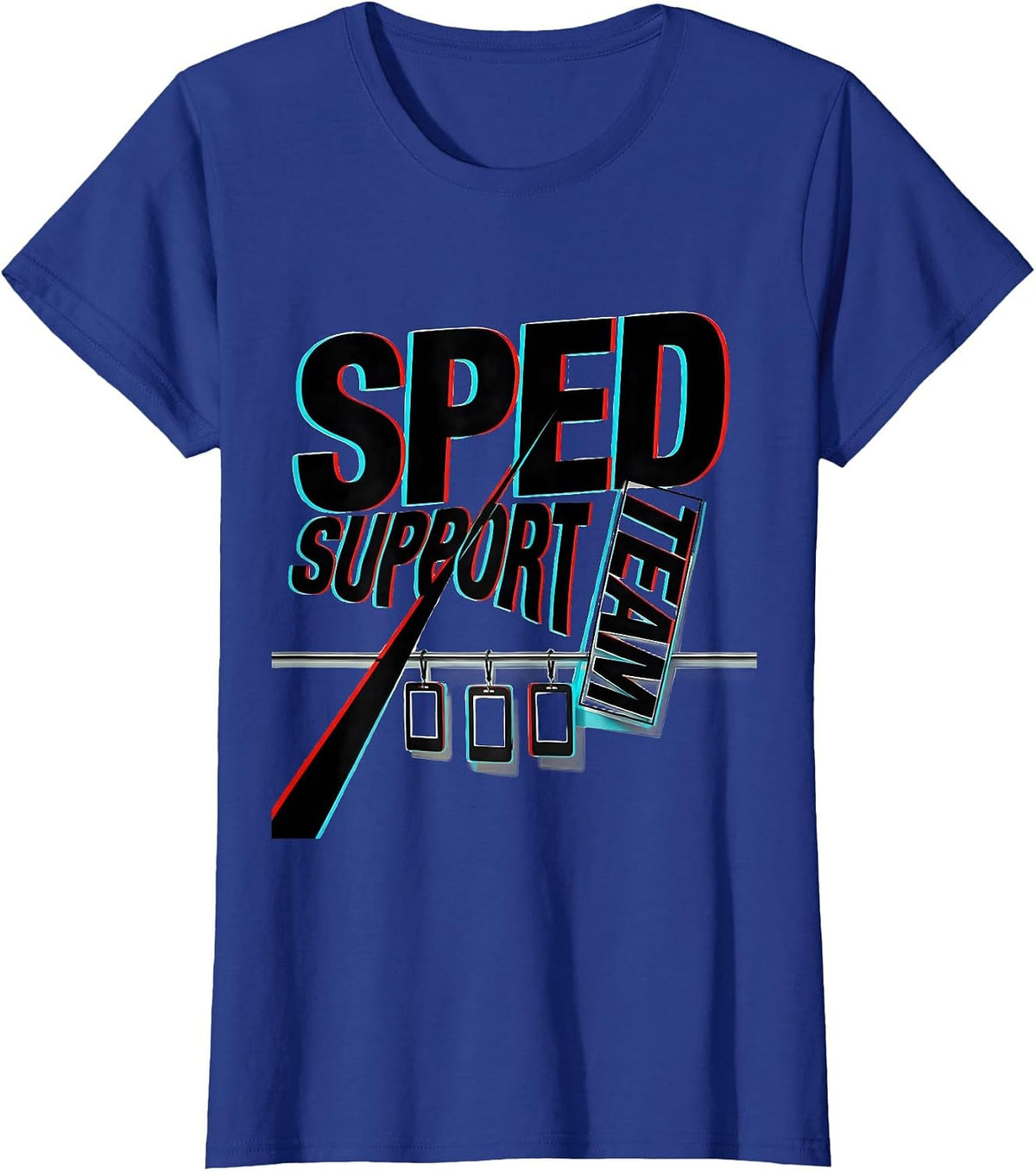 Women's SPED Support Team New Wave Typography Teacher Squad Pride T-Shirt - Royal Blue