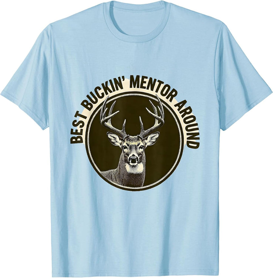 Men's Best Buckin' Mentor Around Funny Deer Hunting Hunter Dad T-Shirt - Baby Blue