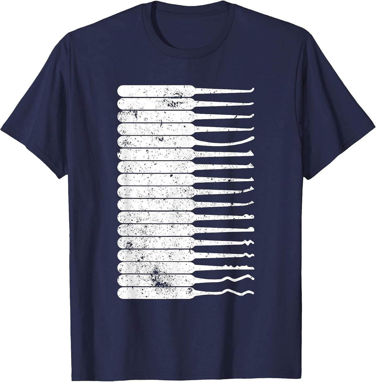 Funny Locksmith Art Men Dad Lock Picking Tools Key Lock T-Shirt - Navy Blue