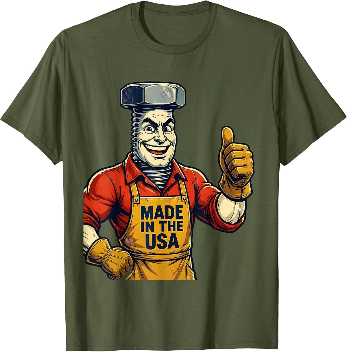Made in the USA American Pride Graphic Design T-Shirt - Olive Green