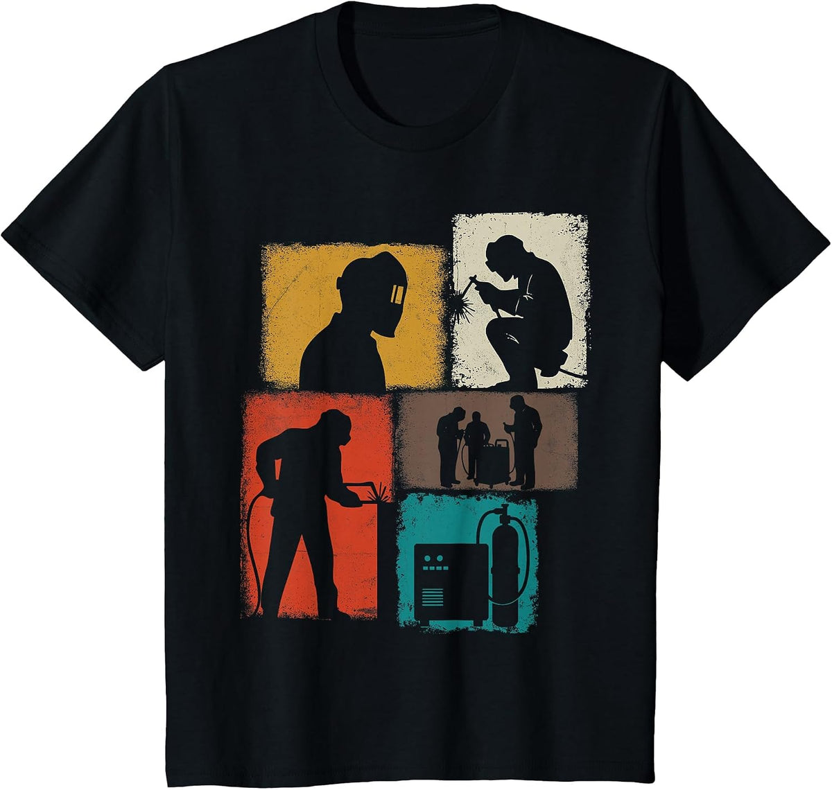 Welder Vintage Collage Welding Men Metalworker T-Shirt - Black