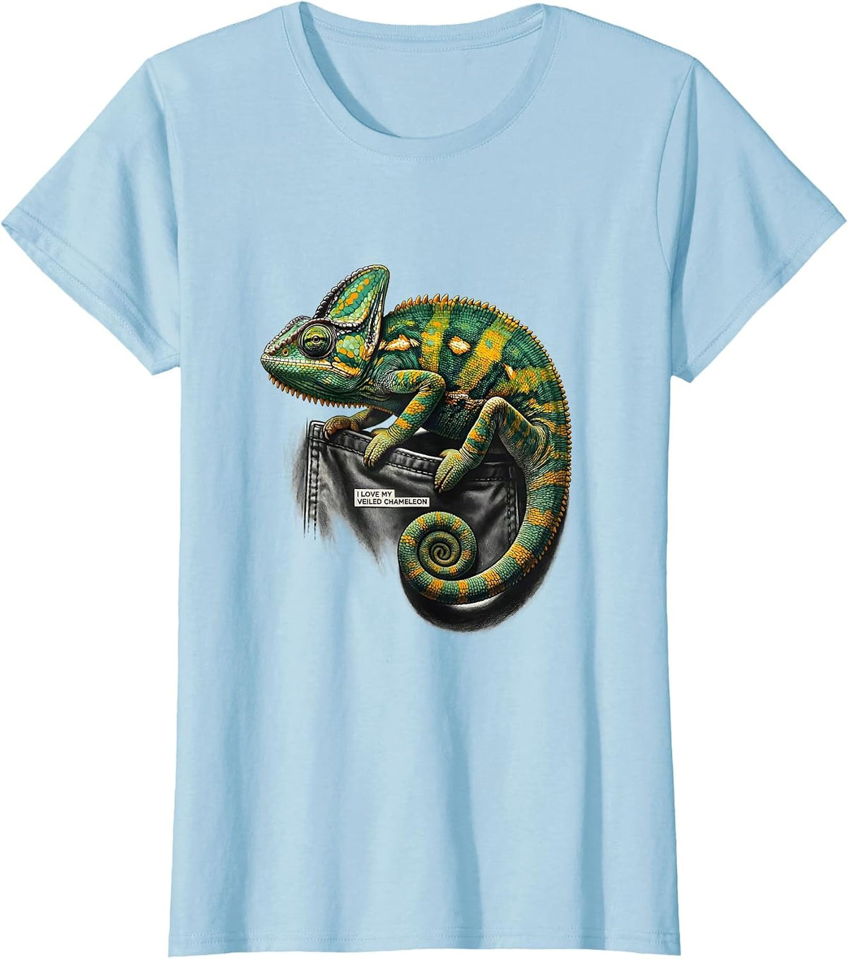Women's I Love My Veiled Chameleon Funny Reptile Lover Pet Owner T-Shirt - Baby Blue