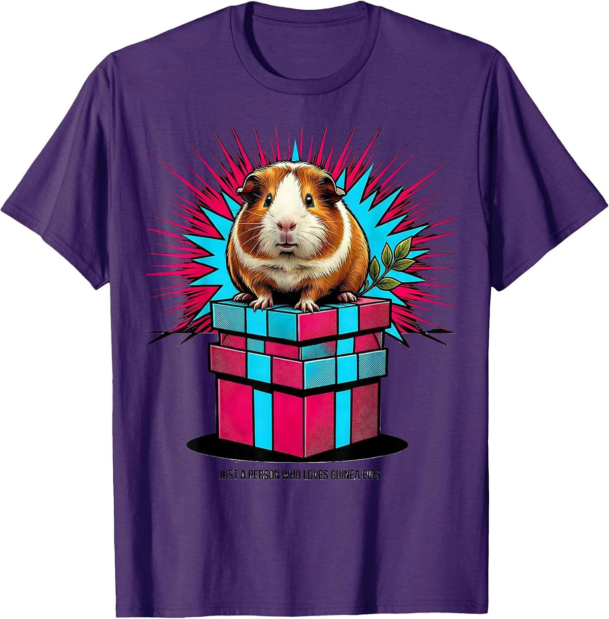 Just A Person Who Loves Guinea Pigs Pop Art Guinea Pig Lover T-Shirt - Purple