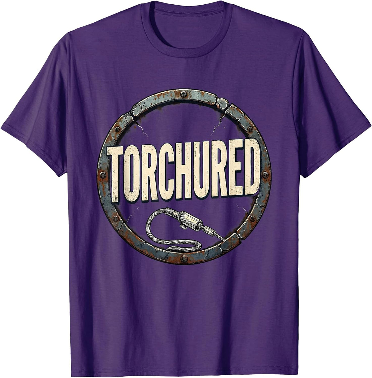 Men's Torchured Distressed Welder Blue Collar Occupational Humor T-Shirt - Purple