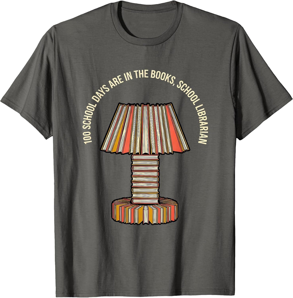 Men's 100 School Days Are In The Books School Librarian T-Shirt - Asphalt Grey