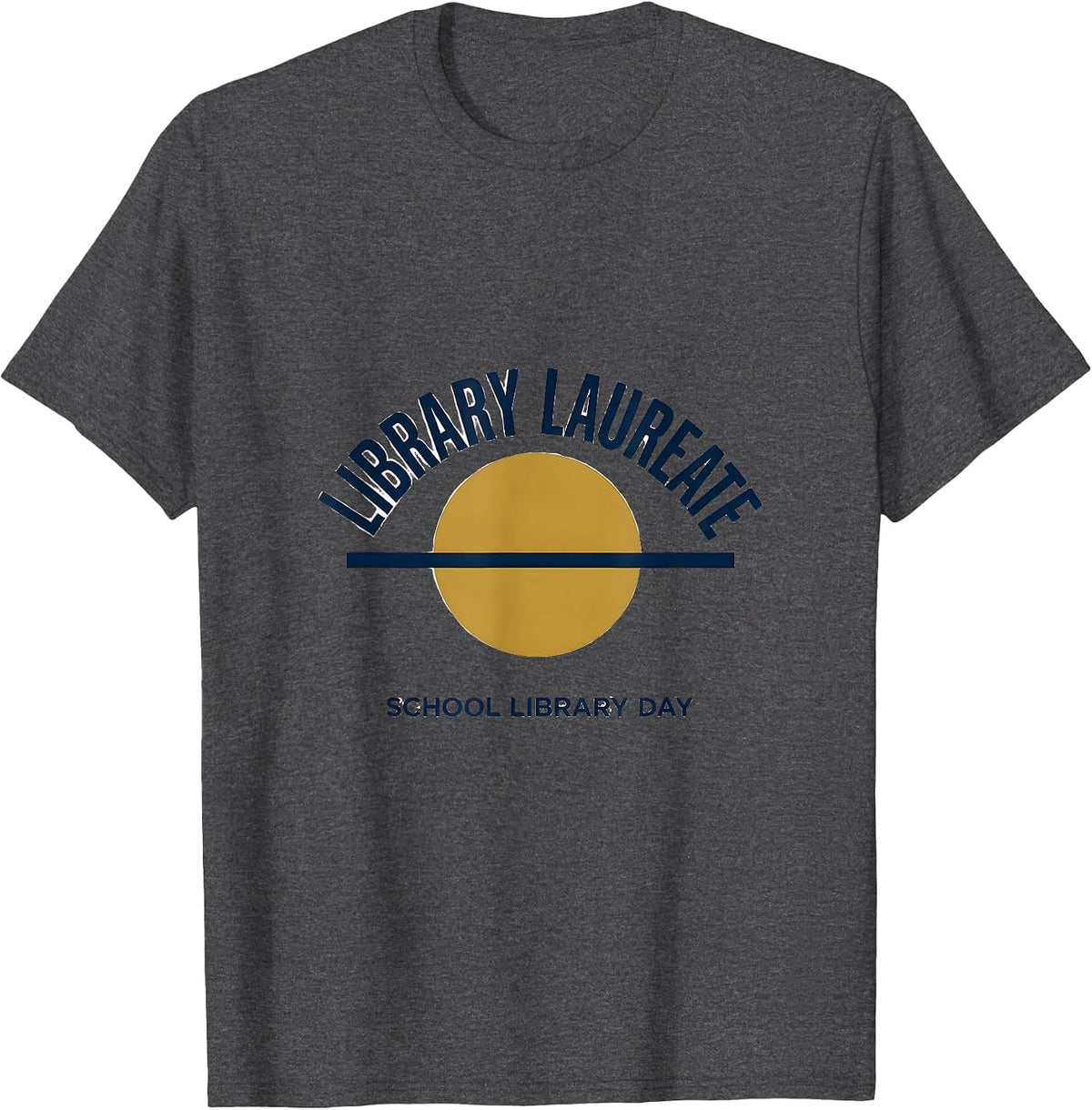 Library Laureate School Library Day Minimalist Librarian T-Shirt - Dark Heather Grey