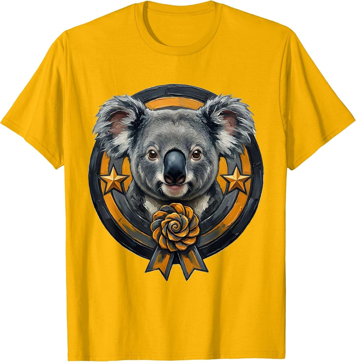 Round Koala Head Cute Animal Lover Pun Humor T-Shirt - Golden Yellow