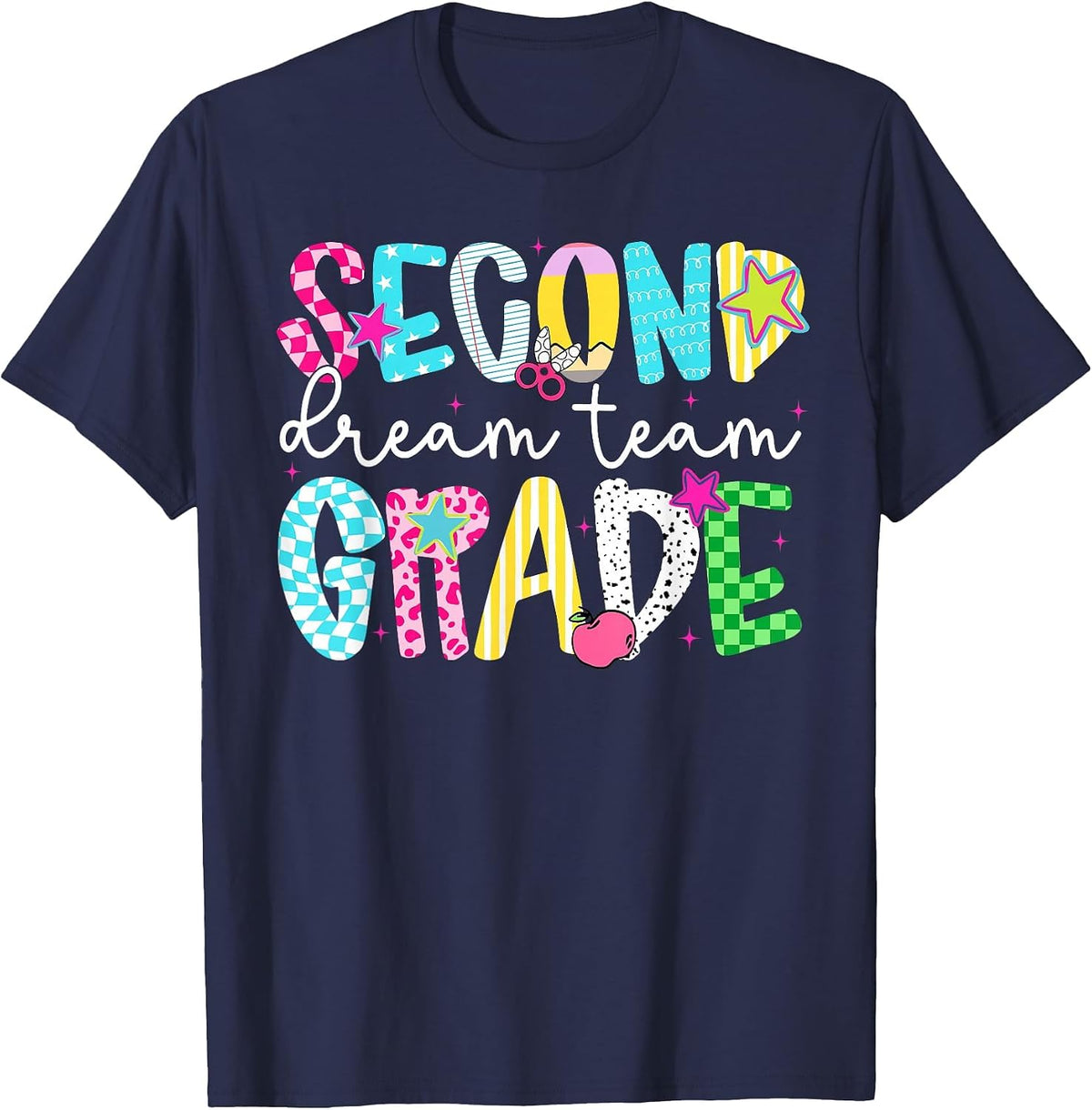 Back to School 2nd Second Grade Dream Team Teacher Boy Girl T-Shirt - Navy Blue