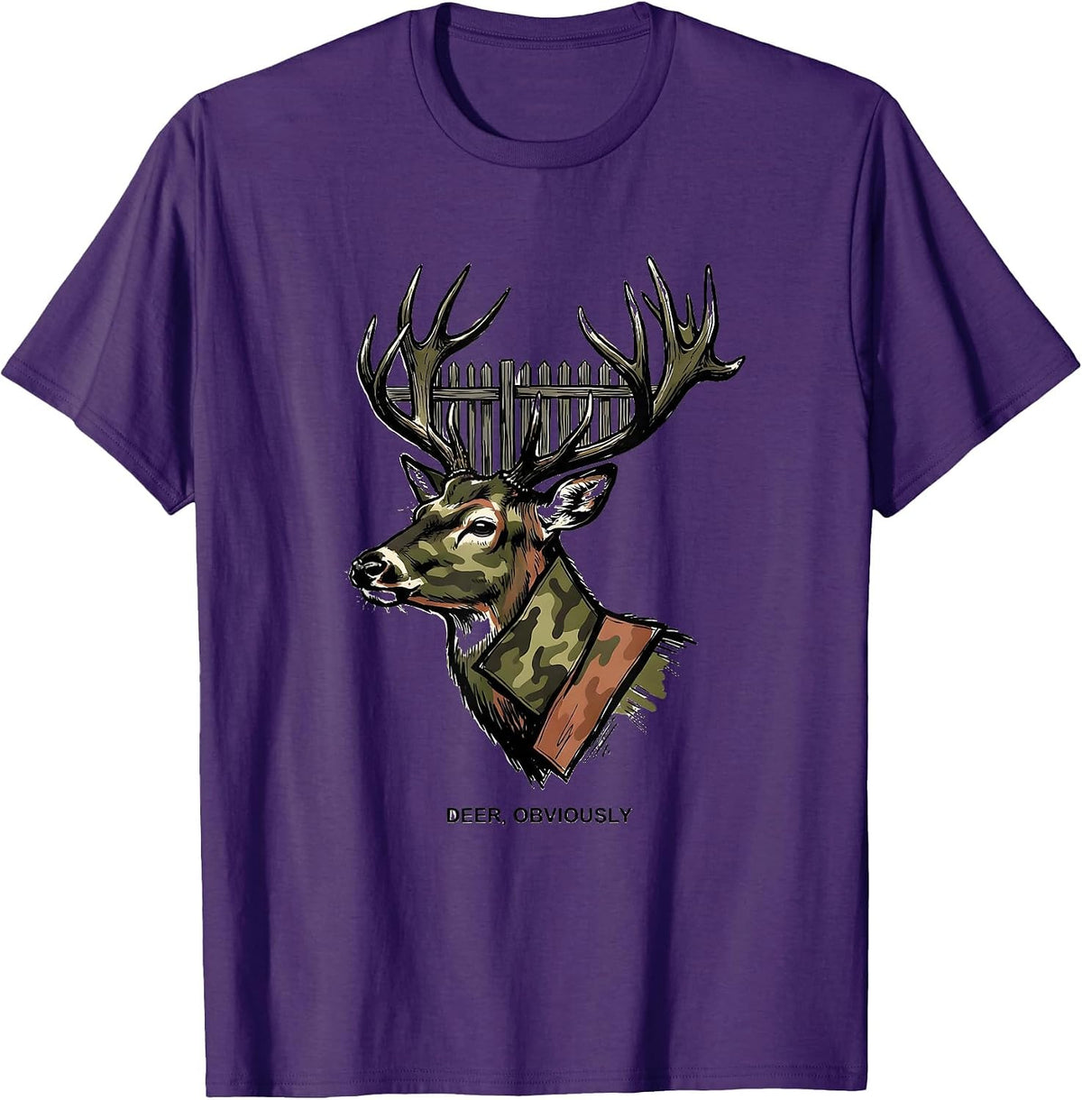 Deer Obviously Funny Hunting Camo Deer Lover Gift T-Shirt - Purple