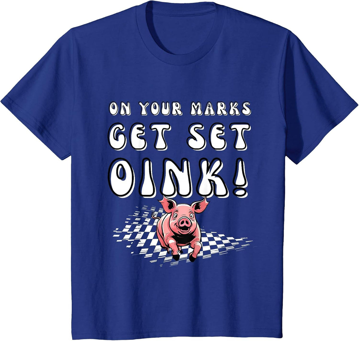 Pig Race Team Pig Running Team Funny Pic Racing T-Shirt - Royal Blue