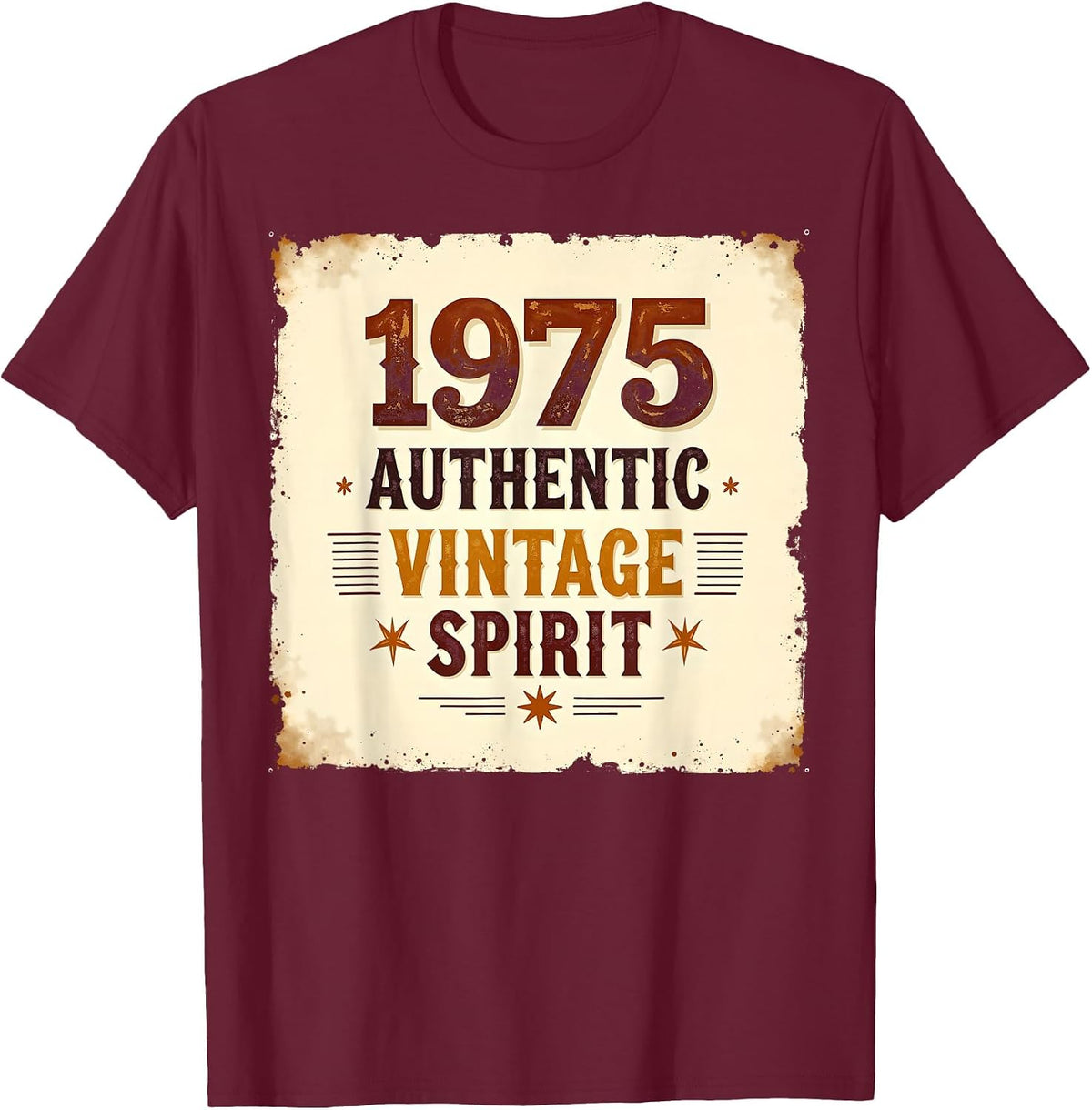1975 Authentic Vintage Spirit Retro Design T-Shirt - Burgundy