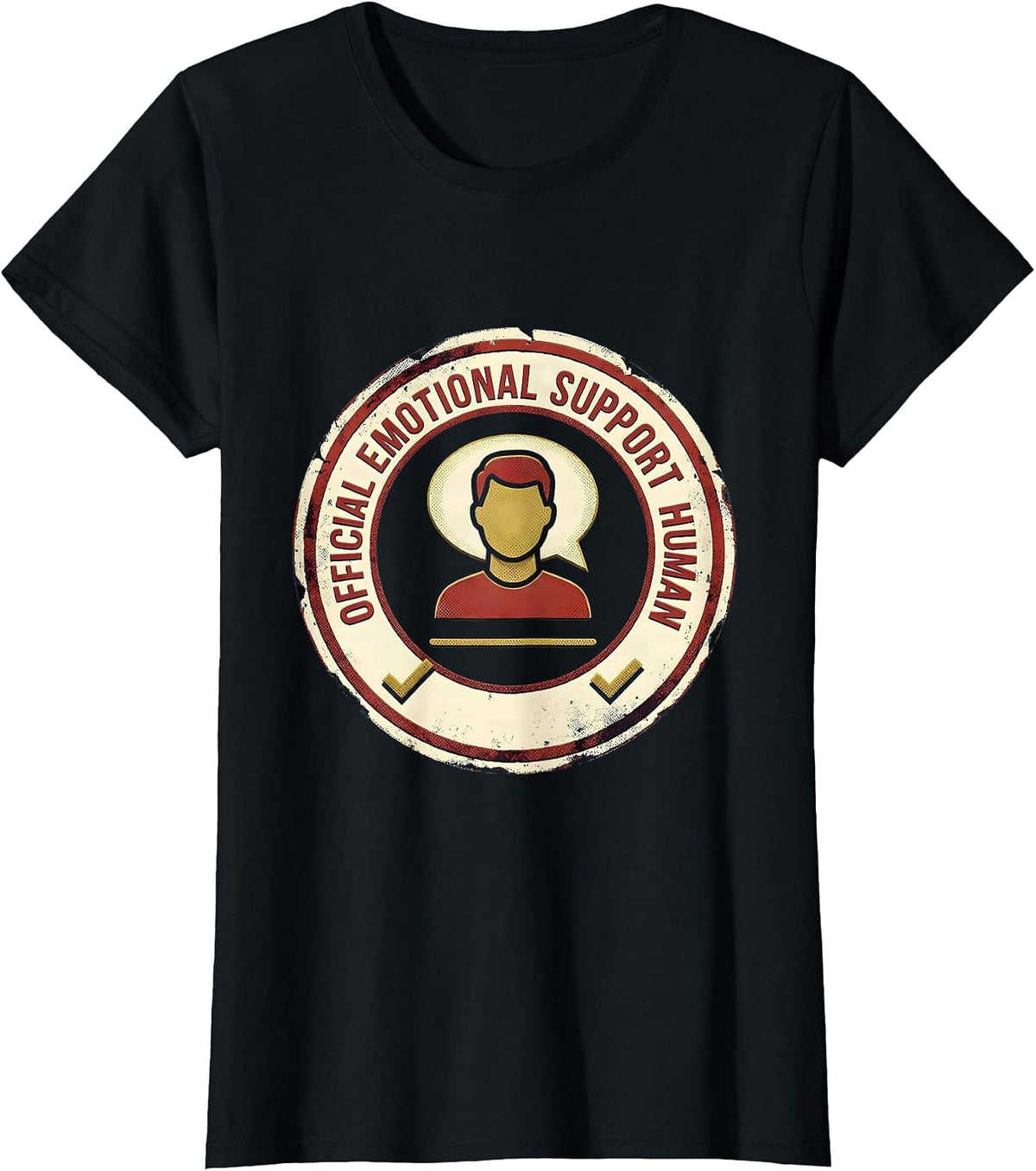 Women's Official Emotional Support Human Funny Therapist Counselor T-Shirt - Black
