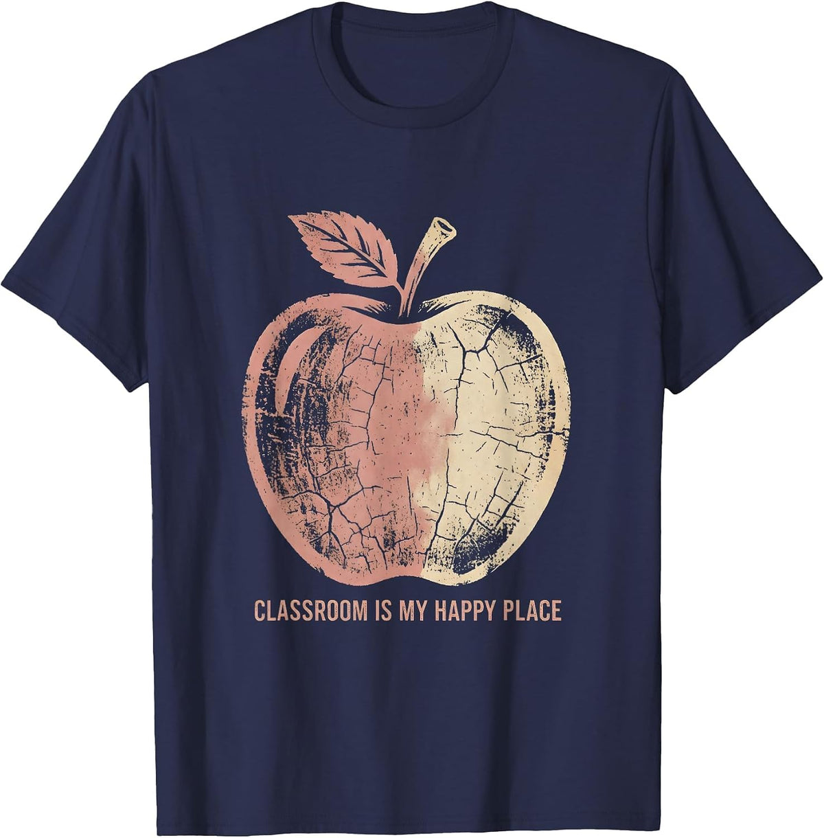 Classroom Is My Happy Place Teacher Design T-Shirt - Navy Blue