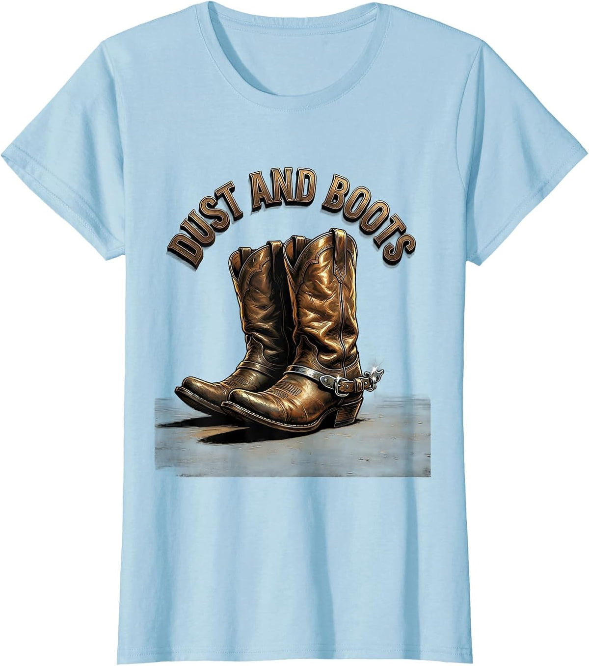 Dust and Boots Western Cowboy Design T-Shirt - Baby Blue