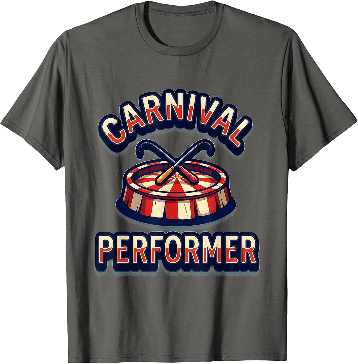 Men's Carnival Performer Funny Circus Staff Costume Party T-Shirt - Asphalt Grey