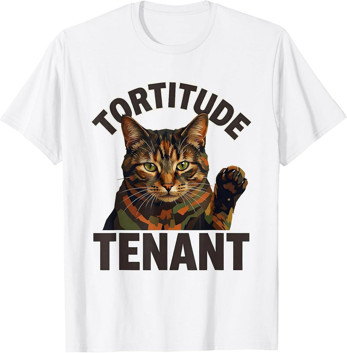 Men's Tortitude Tenant Funny Tortieshell Cat Owner Pet Lover Humor T-Shirt - White