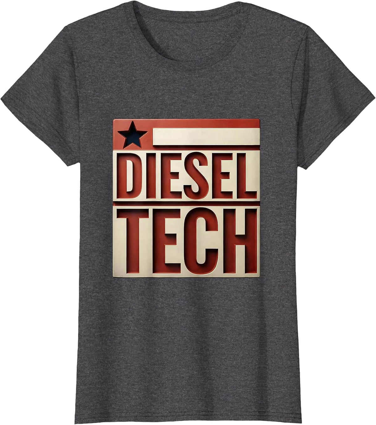 Women's Diesel Tech Patriotic Mechanic Oilfield Worker American Flag T-Shirt - Dark Heather Grey