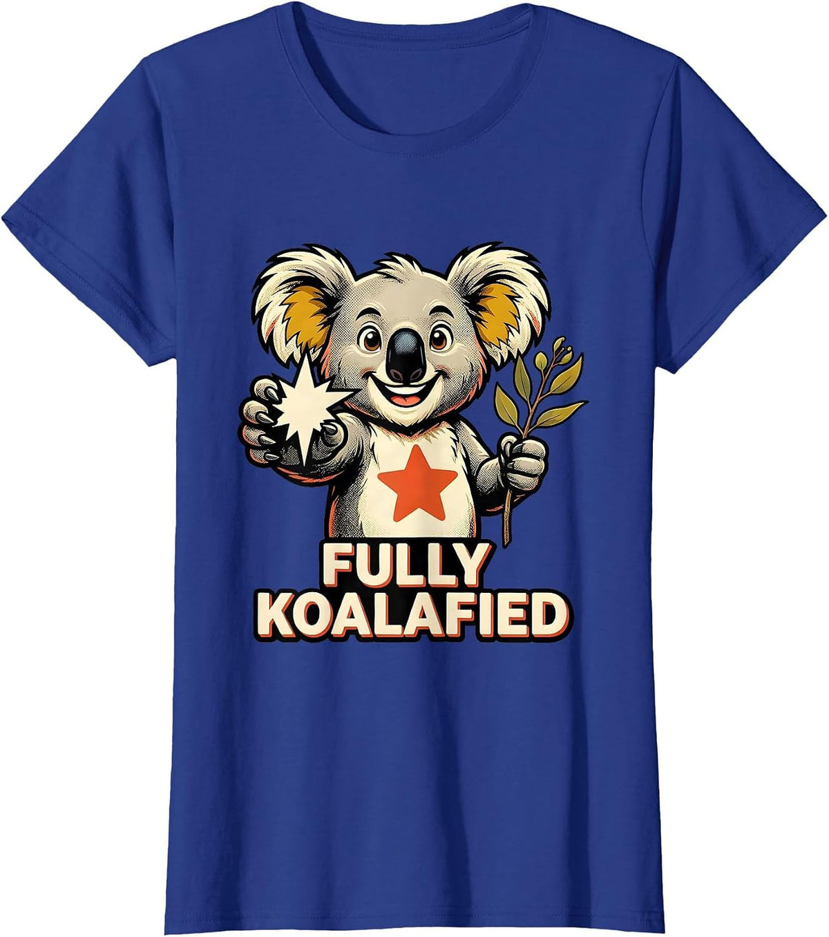 Women's Fully Koalafied Retro Advertising Mascot Koala Lover Animal T-Shirt - Royal Blue