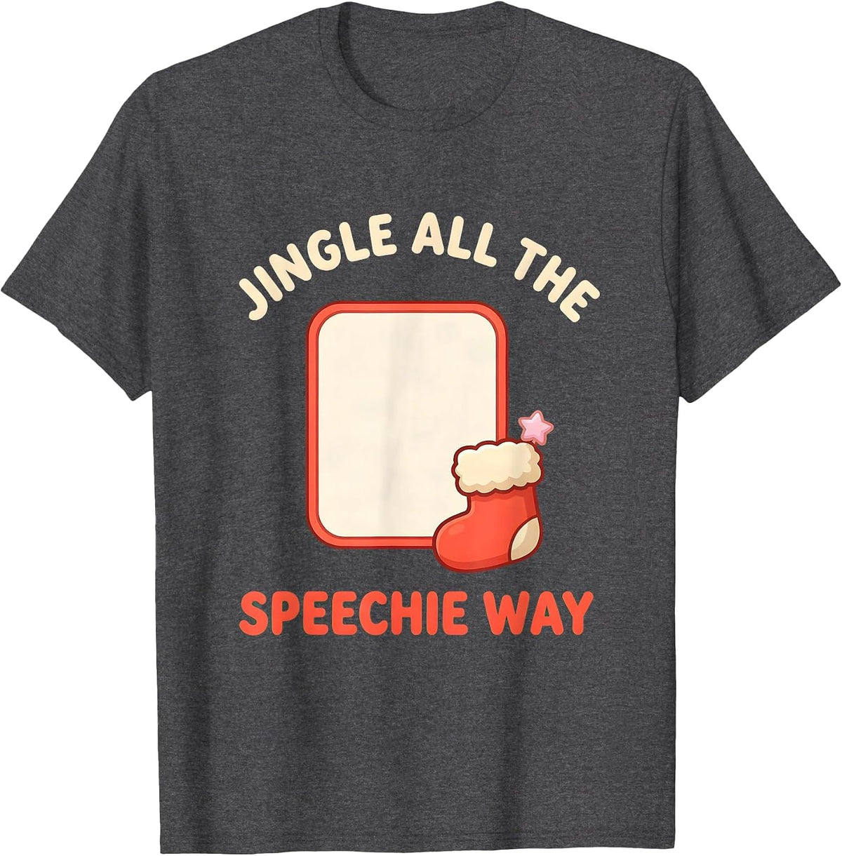Jingle All the Speechie Way Cute Kawaii Christmas Speech T-Shirt - Dark Heather Grey