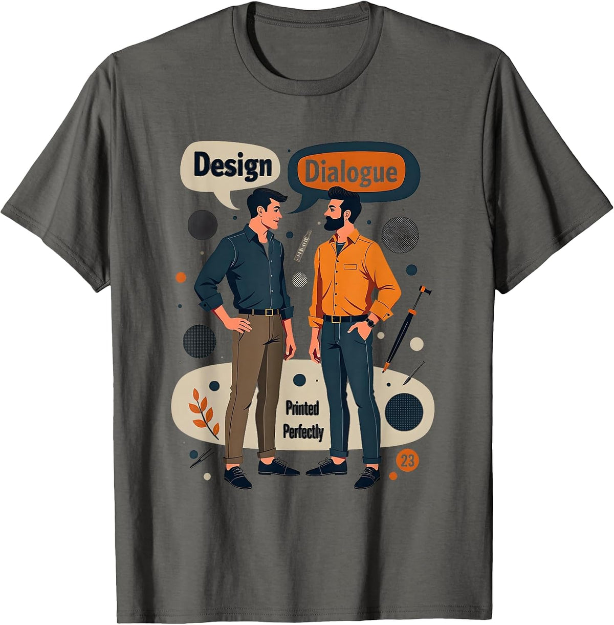 Design Dialogue Printed Perfectly Graphic T-Shirt - Asphalt Grey