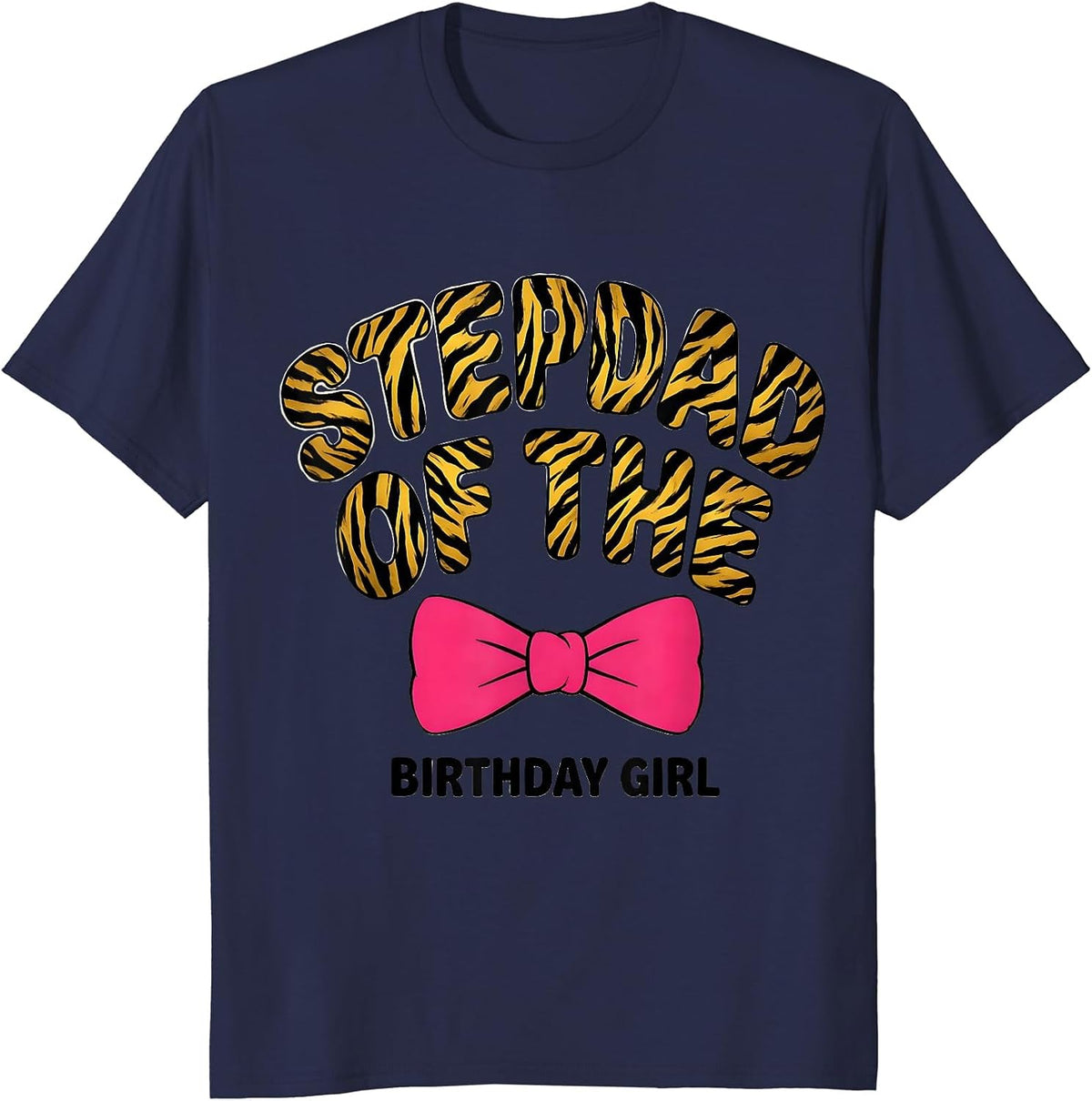 Men's Stepdad Of The Birthday Girl Family Matching Coquette Bow T-Shirt - Navy Blue