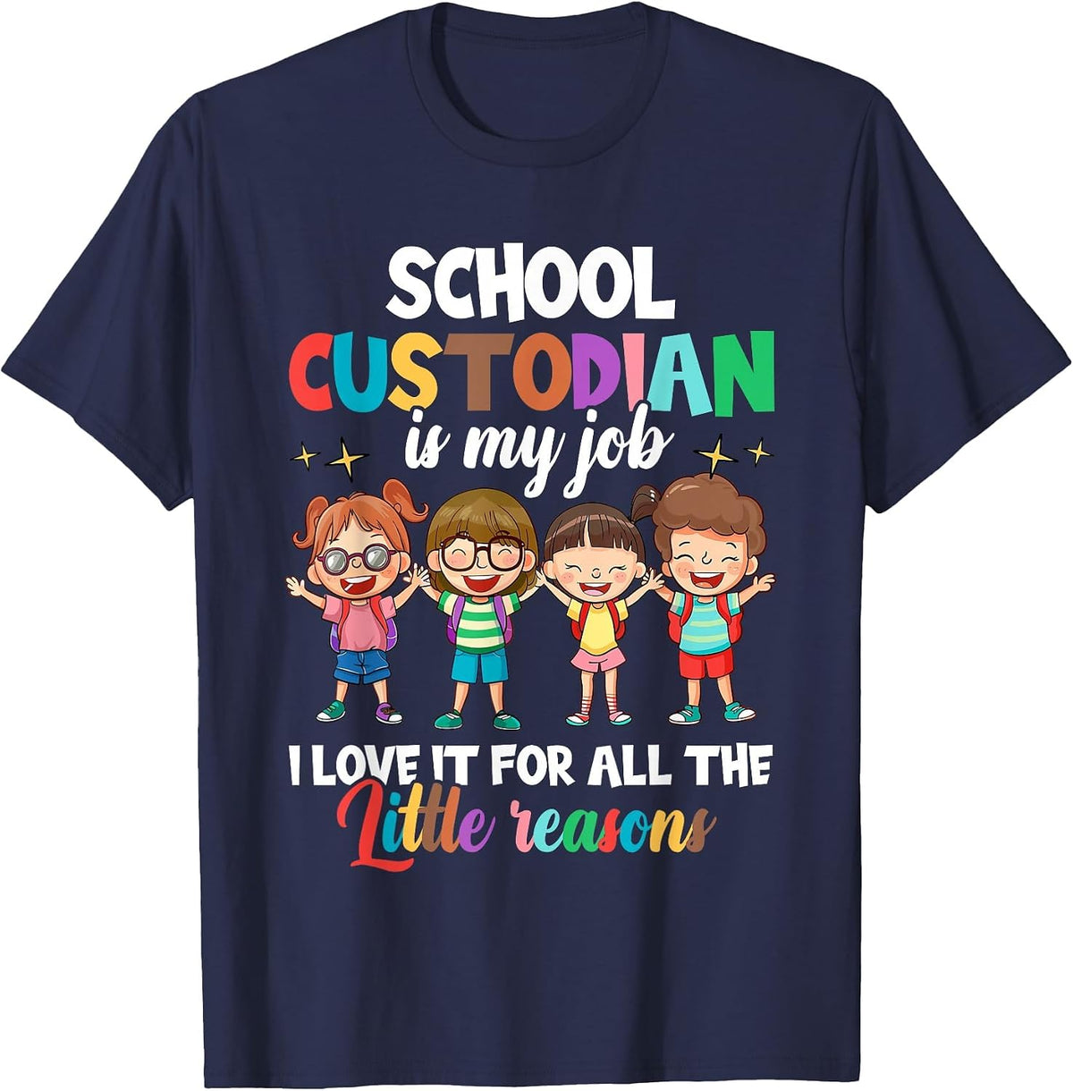 Custodian Appreciation Shirt, Back to School Janitor T-Shirt - Navy Blue