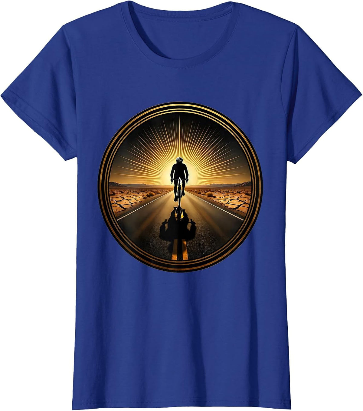 Women's Cyclist Shadow Desert Highway Graphic T-Shirt - Royal Blue