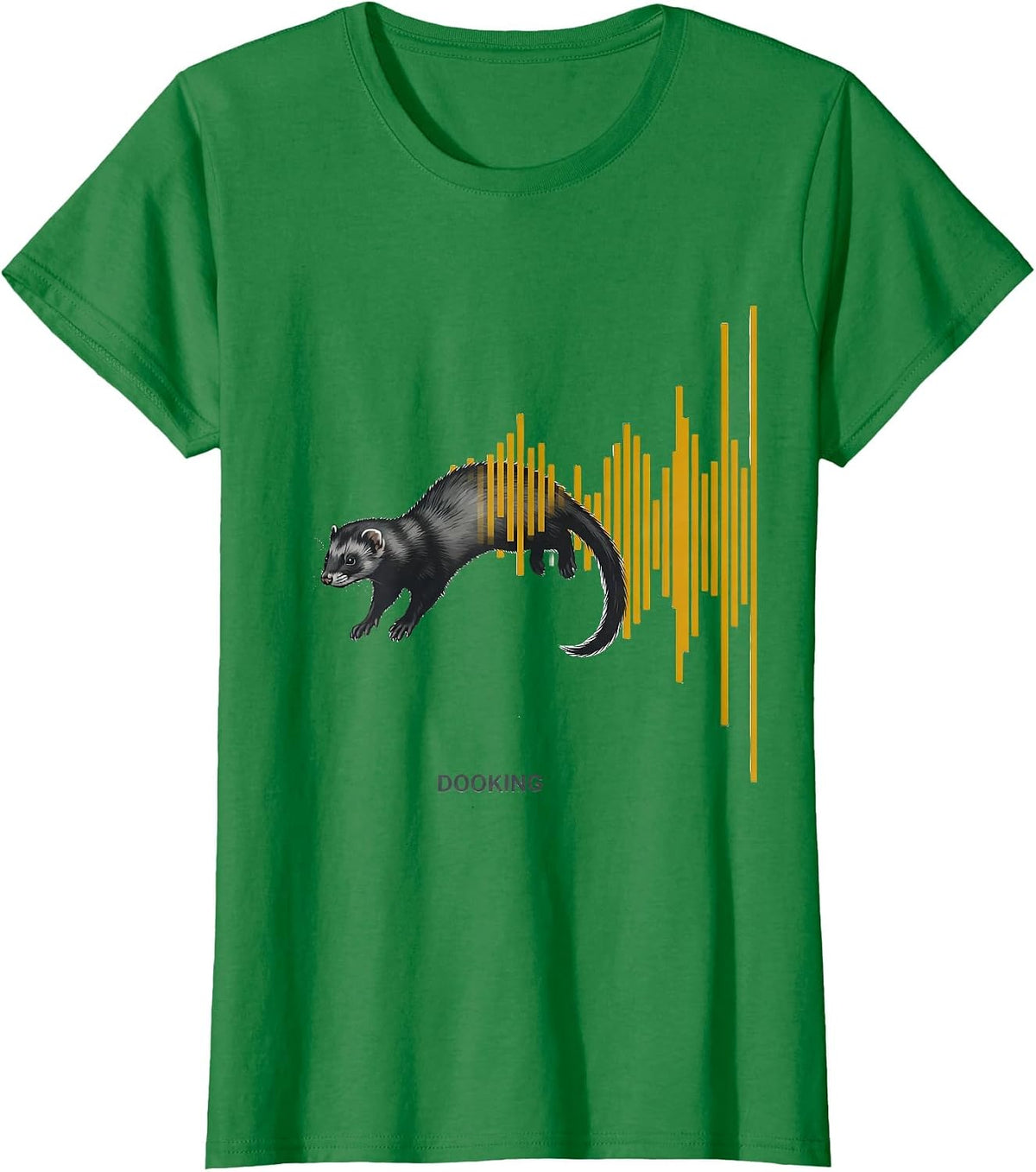Women's Dooking Editorial Conceptual Funny Ferret Lover Christmas T-Shirt - Kelly Green