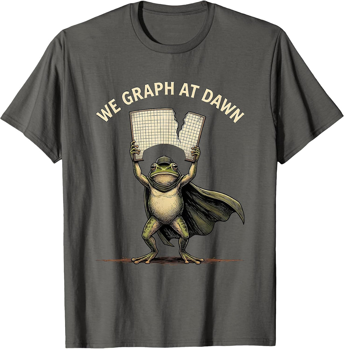 Men's We Graph At Dawn Funny Teacher Frog Back to School Math T-Shirt - Asphalt Grey