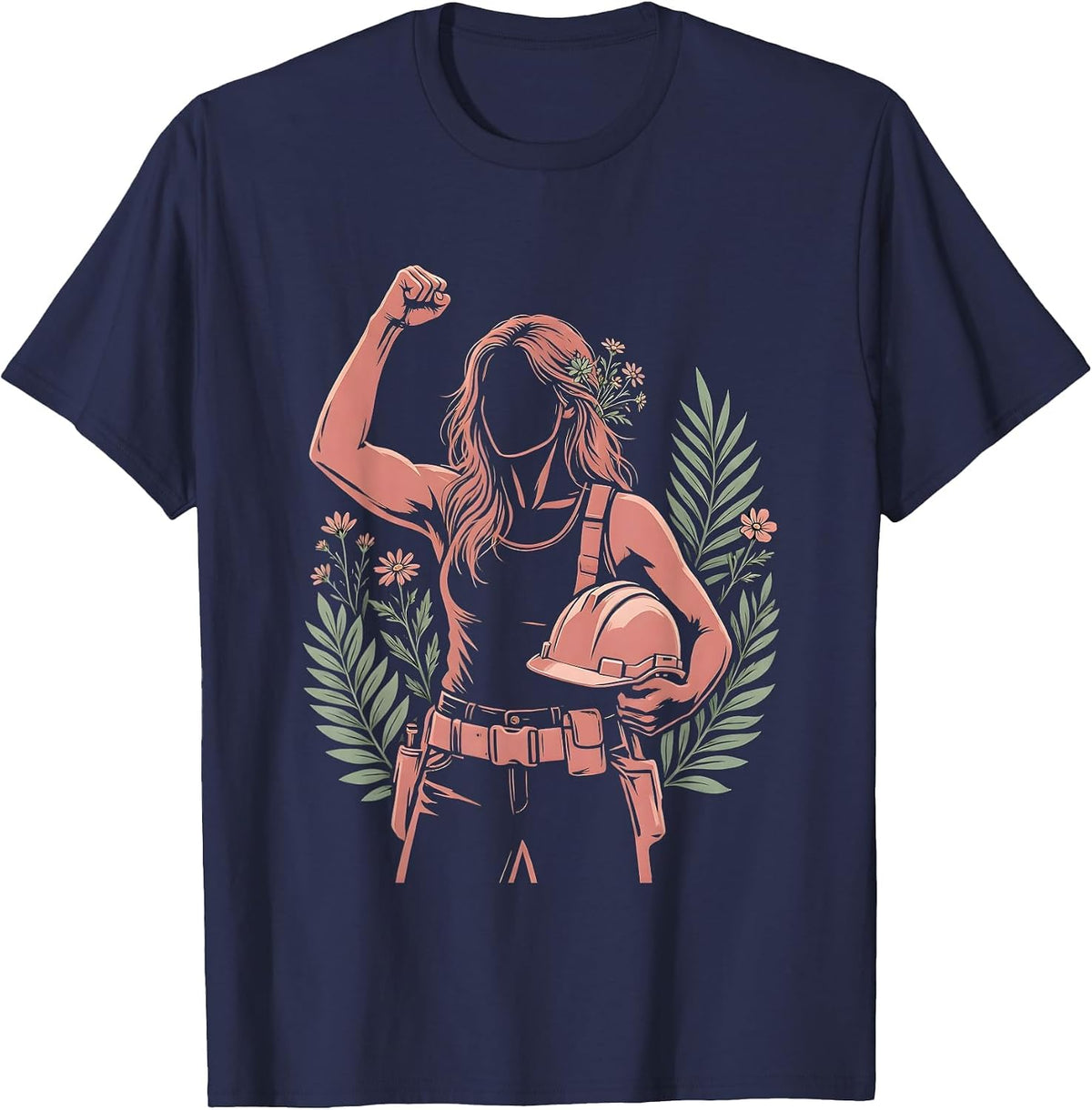 Labor Day Construction Worker Hardhat Graphic T-Shirt - Navy Blue
