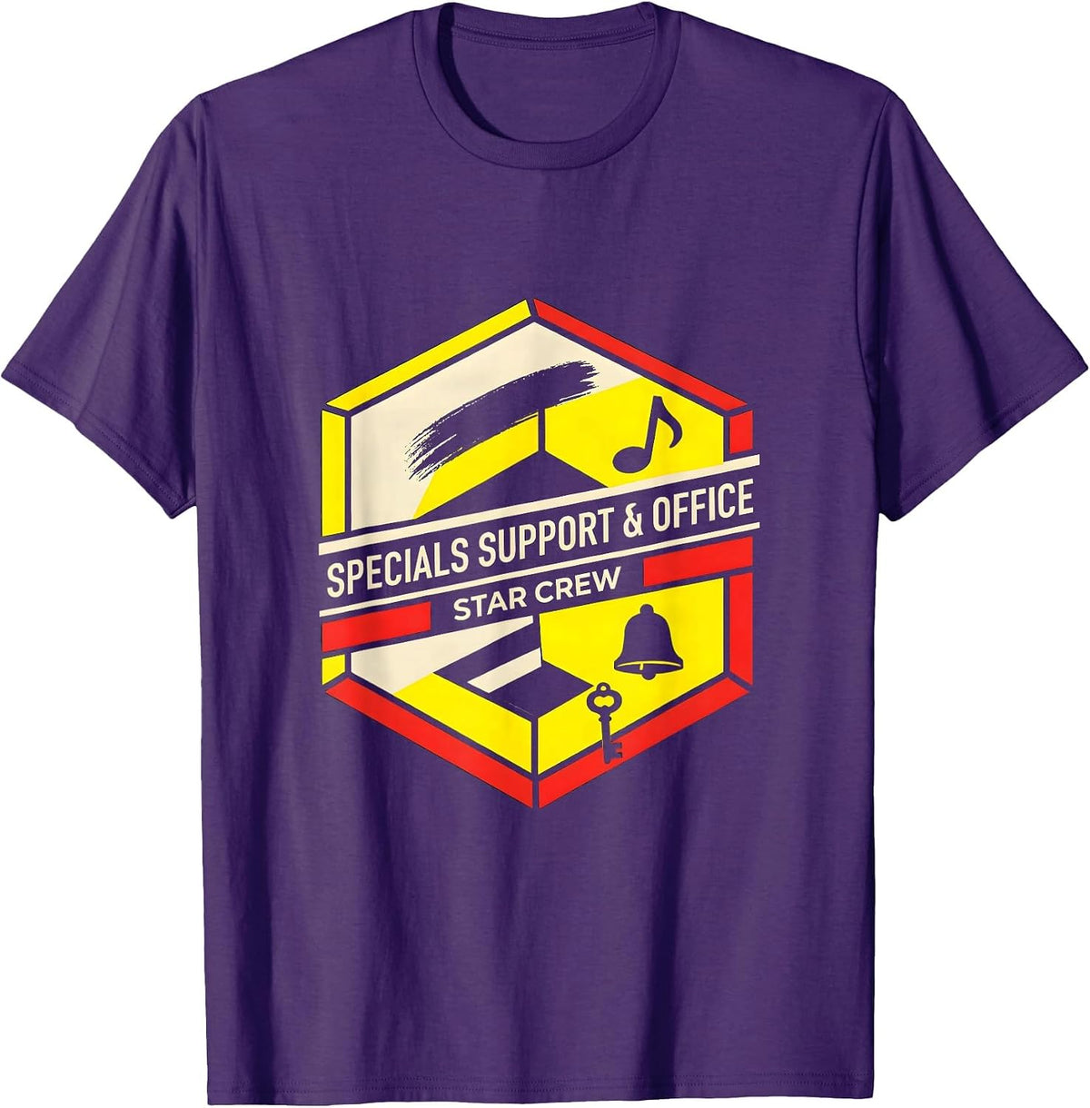 Men's Specials Support Office Star Crew Teacher Appreciation Crew T-Shirt - Purple