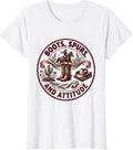 Women's Boots Spurs and Attitude Cowgirl Design T-Shirt - White