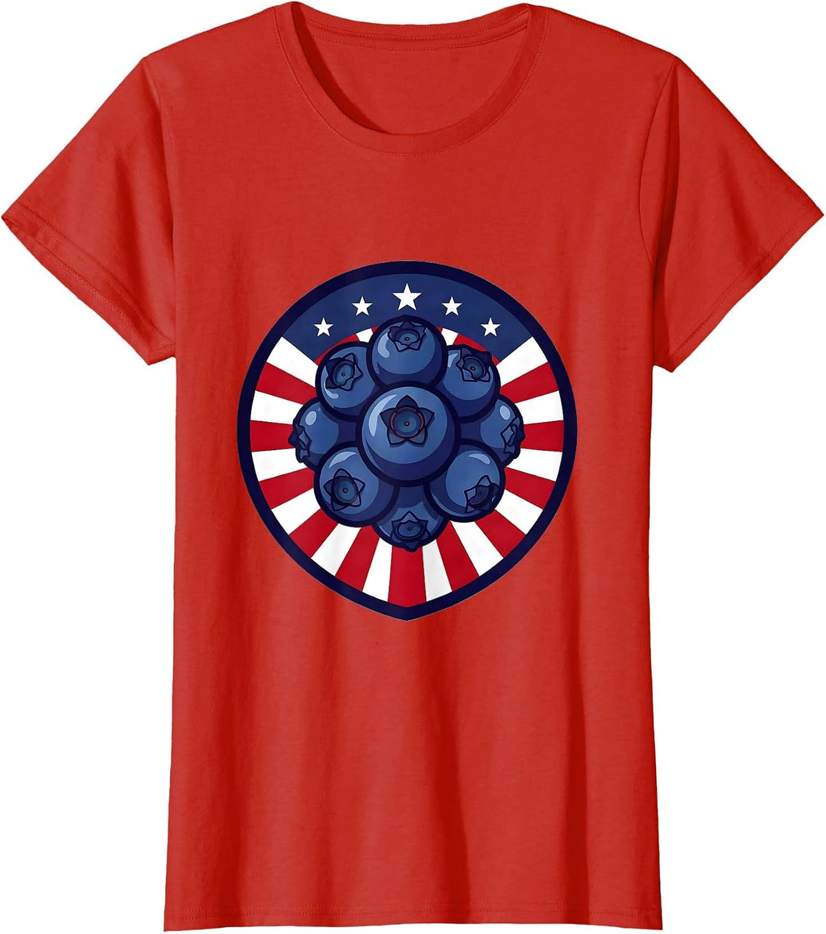 Red White and Blueberries Patriotic Berry Design T-Shirt - Red