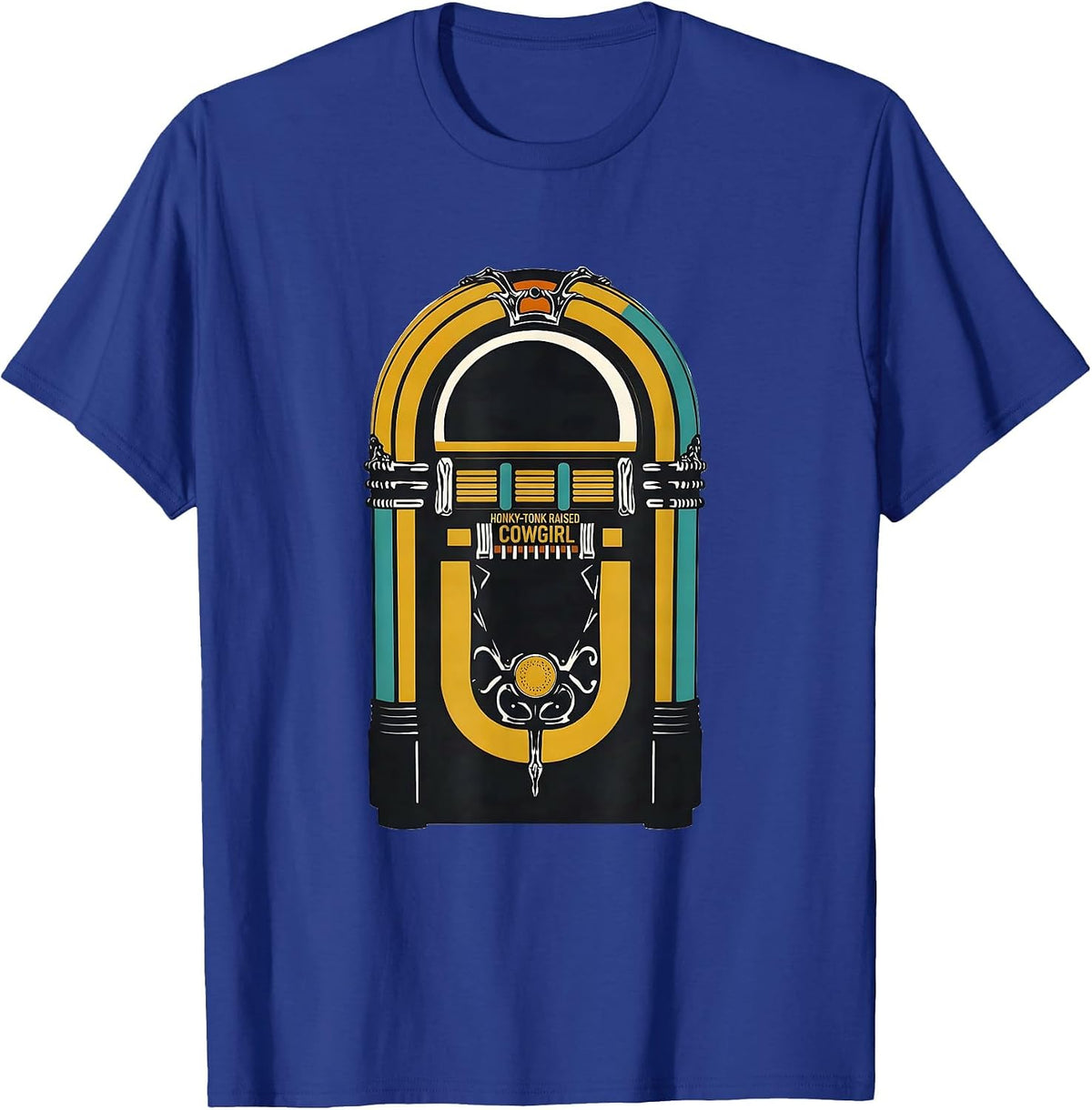 Honky-Tonk Raised Cowgirl Vintage Western Cowgirl Retro T-Shirt - Royal Blue