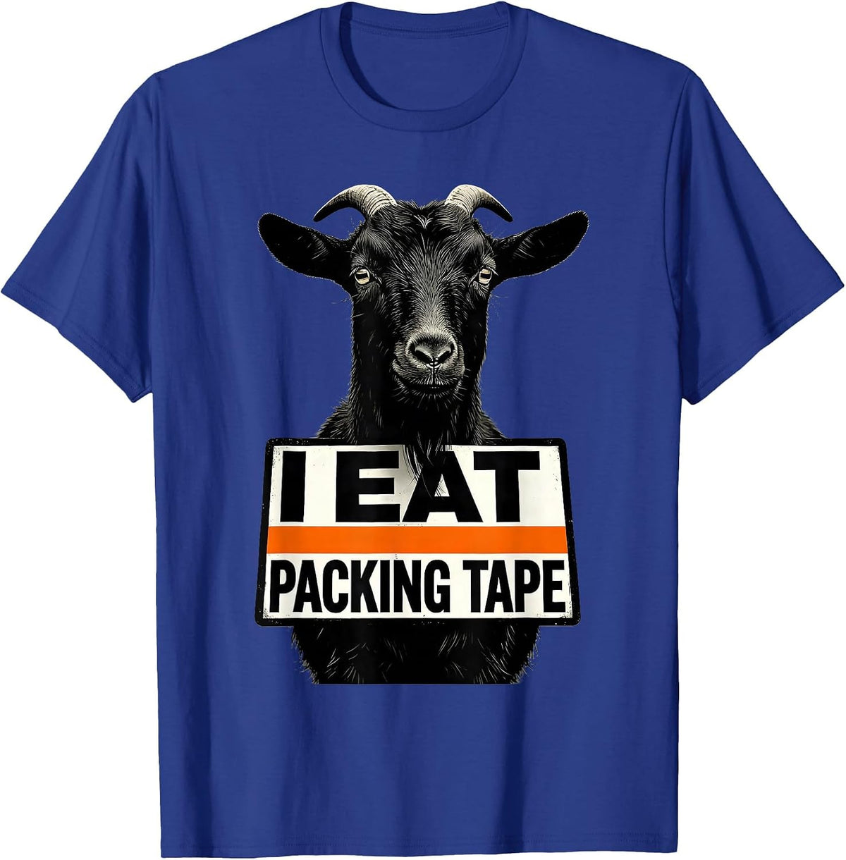 Men's I Eat Packing Tape Brutalist Graphic Absurdist Meme Humor T-Shirt - Royal Blue