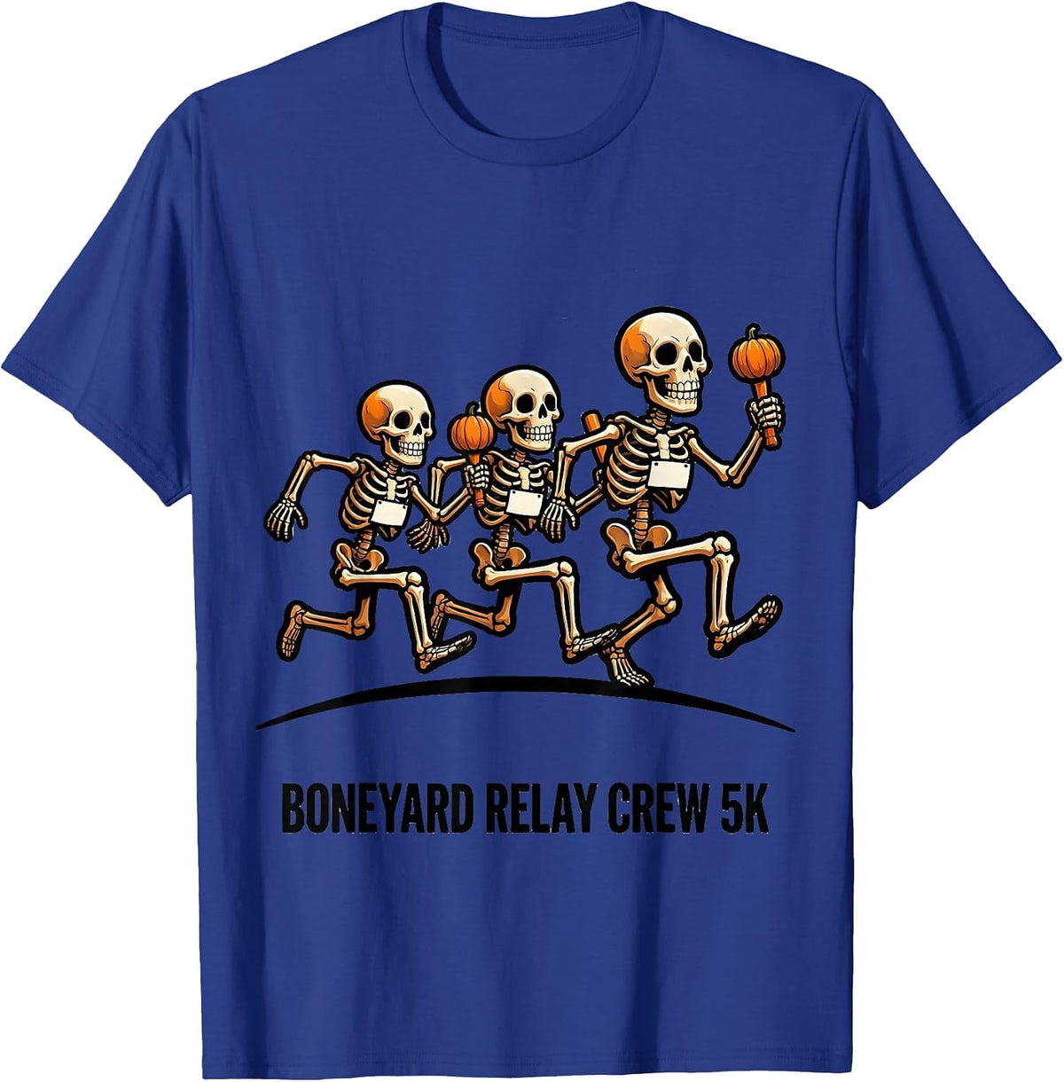 Boneyard Relay Crew 5K Funny Skeleton Runner Halloween 5K T-Shirt - Royal Blue