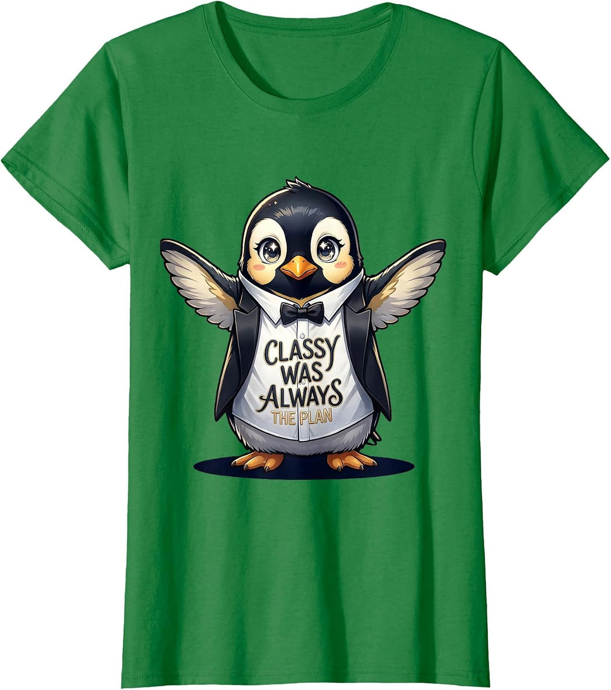 Classy Was Always the Plan Tuxedo Design T-Shirt - Kelly Green