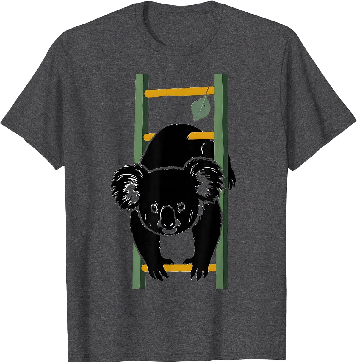 Koala On Ladder Cute Animal Lover Humor T-Shirt - Dark Heather Grey